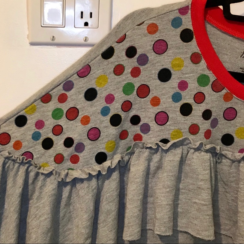 Minnie Rocks the Dots Grey Ruffle Sweater XL - Picture 4 of 6